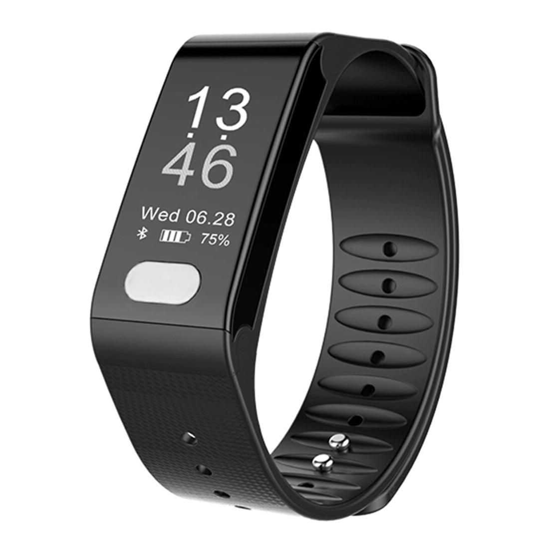 Oled Fitness Tracker With Ecg Heart Rate Bp And Sleep Monitoring Sports Mode Black Activity Trackers