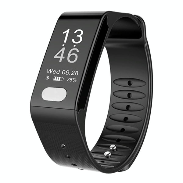 Oled Fitness Tracker With Ecg Heart Rate Bp And Sleep Monitoring Sports Mode Black Activity Trackers
