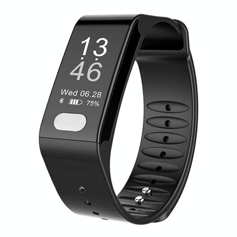 Oled Fitness Tracker With Ecg Heart Rate Bp And Sleep Monitoring Sports Mode Black Activity Trackers