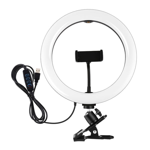 10.2" Dimmable Ring Light With Monitor Clip Usb Power Dual Color Modes & Phone Clamp Black Other Lighting & Studio