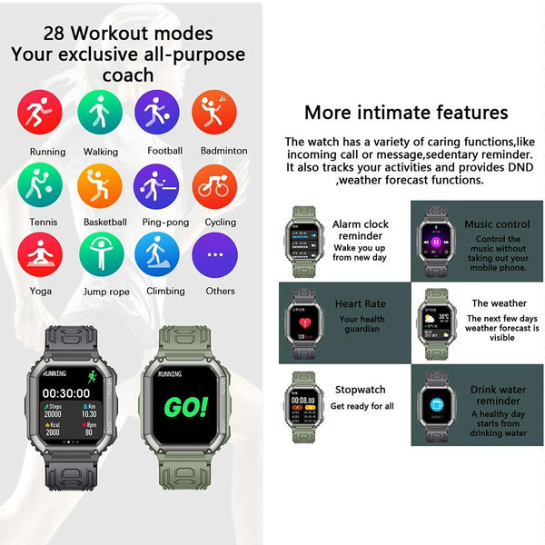 Waterproof Pedometer Sport Smart Watch Support Heart Rate Blood Pressure Monitoring Bt Calling Black Smart Watches