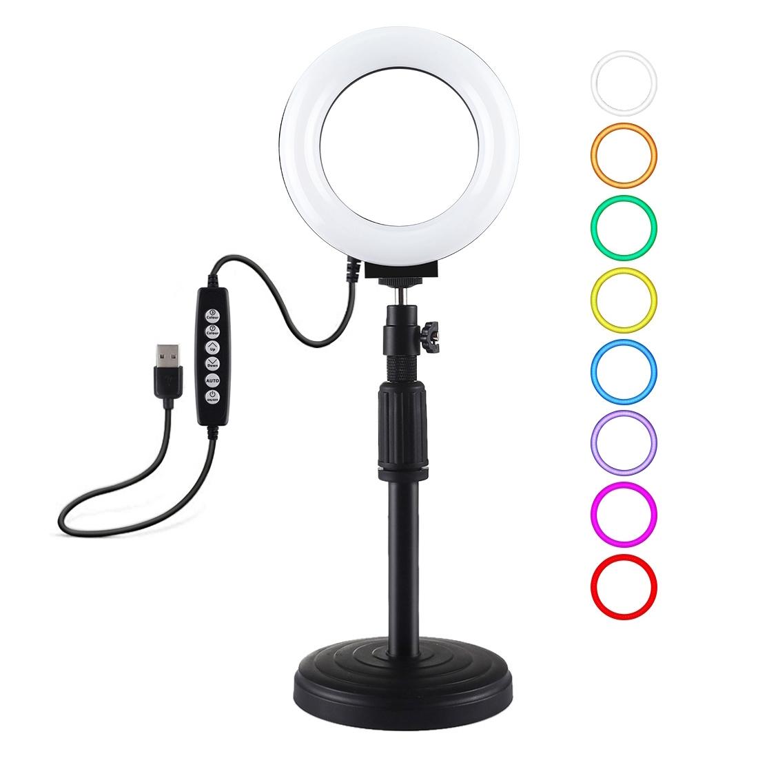 Curved Surface Ring Light With Usb 10 Modes 8 Colour Rgbw Cold Shoe Tripod Black Other Lighting & Studio