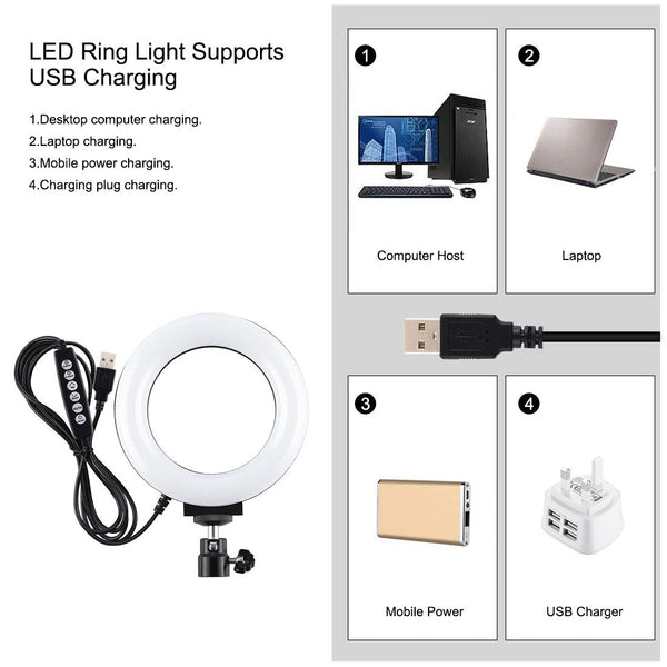 Curved Surface Ring Light With Usb 10 Modes 8 Colour Rgbw Cold Shoe Tripod Black Other Lighting & Studio