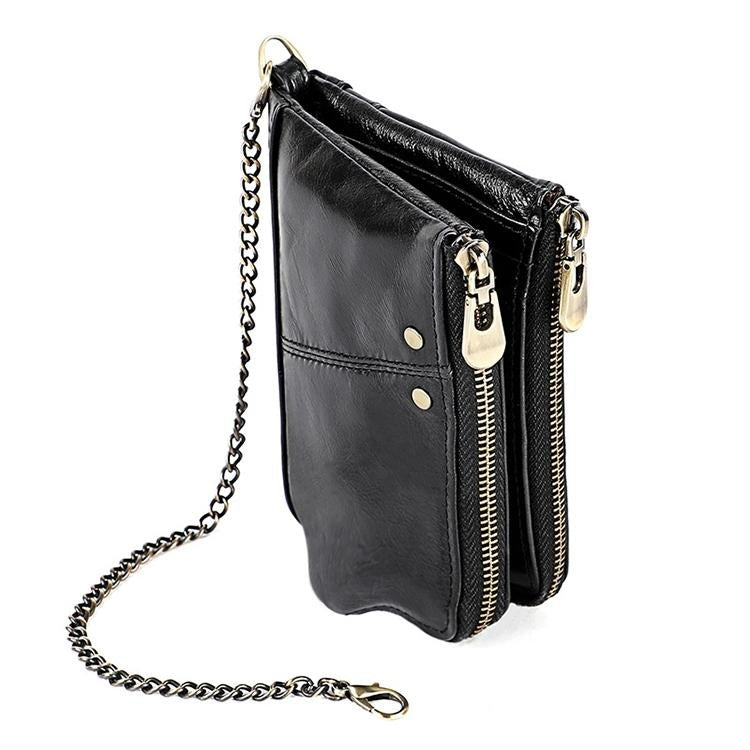 Leather Wallet With Rfid Protection And Strap Card Slots Black Wallets