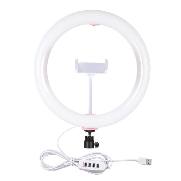 26Cm Usb 3 Modes Dimmable Led Ring Light With Phone Clamp Selfie Lights
