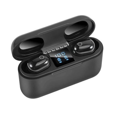 Wireless Bluetooth Headset With 2000Mah Charging Case Touch & Magnetic Black Earbuds