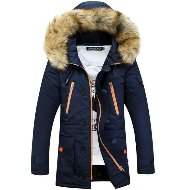 Long Section Cotton Suit Men Plus Velvet Thick Warm Jacket Large Fur Collar Coat Lovers Size Xxxxl Navy Coats Jackets & Vests