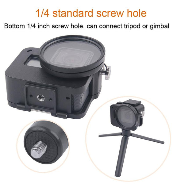 Aluminum Protective Cage With Insurance Frame And 52Mm Uv Lens For Gopro Hero7 / 6 5_Black Camera Cases Bags & Covers