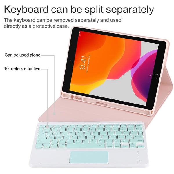 Bluetooth Keyboard & Tablet Case For Ipad 10.2 / Air 2019 Detachable Touch Pad Pen Slot Holder Microfiber Leather Black Light Green Keyboards