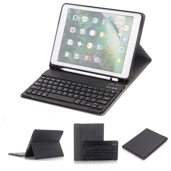 Bluetooth Keyboard & Leather Tablet Case For Ipad Pro / Air 9.7 With Detachable Design Pencil Holder Black Keyboards
