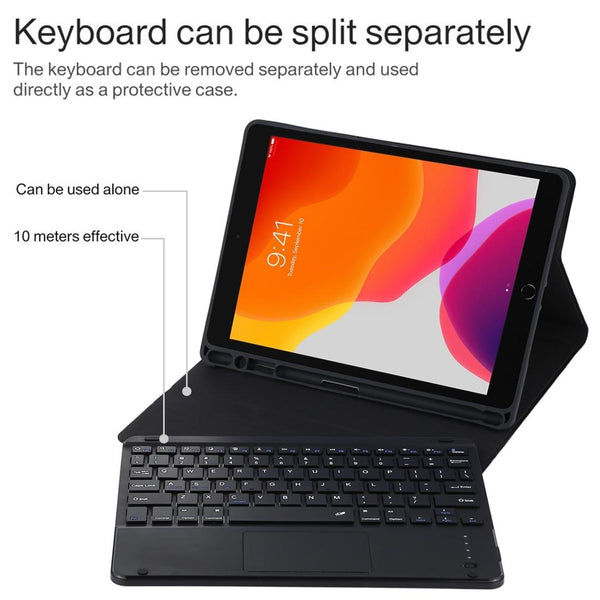 Bluetooth Keyboard & Tablet Case For Ipad Air 2020 Detachable Touch Pad Pen Slot Microfiber Leather Black Keyboards