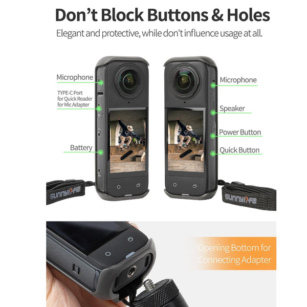 Graphene Protective Case For Insta360 X4 With Hand Strap Black Audio And Video Accessory Camera Cases Bags & Covers