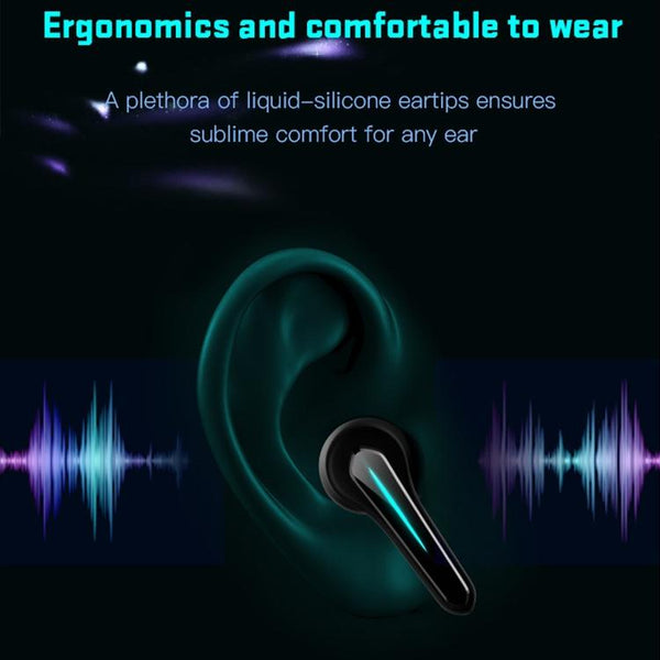 Wireless Gaming Earphones With Low Latency Black Headsets