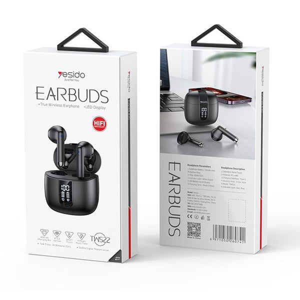 Wireless Bluetooth 5.0 Earphones With Led Display Black Earbuds