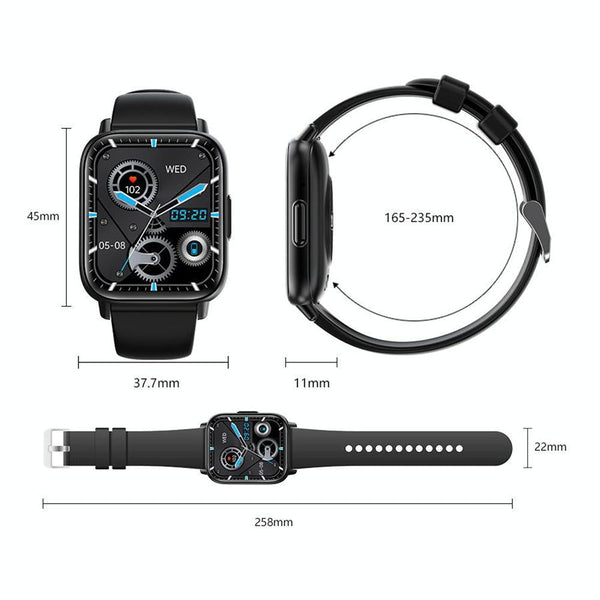 1.83In Ip68 Waterproof Smart Watch Support Monitoring Heart Rate Blood Oxygen Pressure Black Smart Watches