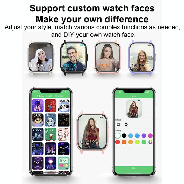 1.83In Ip68 Waterproof Smart Watch Support Monitoring Heart Rate Blood Oxygen Pressure Black Smart Watches