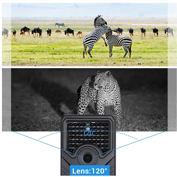 12Mp 1080P Hd Infrared Hunting Trail Camera With 120 Degree Wide Angle Lens And Ip56 Waterproof Design Supports Tf Card Pir Distance 15M Black Digital