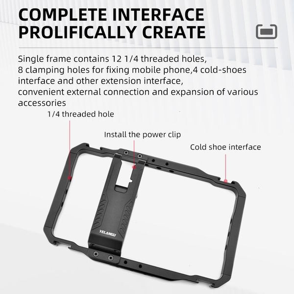 Vlogging Smartphone Video Rig Metal Cage In Black Mounts & Holders