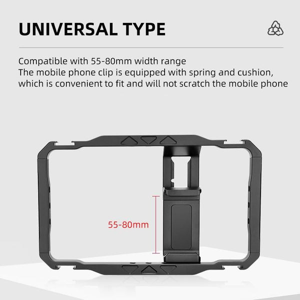 Vlogging Smartphone Video Rig Metal Cage In Black Mounts & Holders
