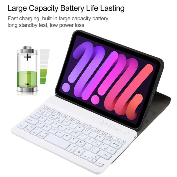 Ultra Thin Bluetooth Keyboard Leather Case For Ipad Mini 6 With Detachable Lambskin Texture And Stand Black Women's Bags & Handbags