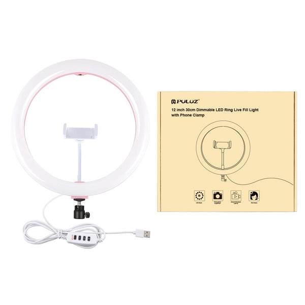 30Cm Usb Dual Colour Led Ring Light With Phone Clamp Black Selfie Lights