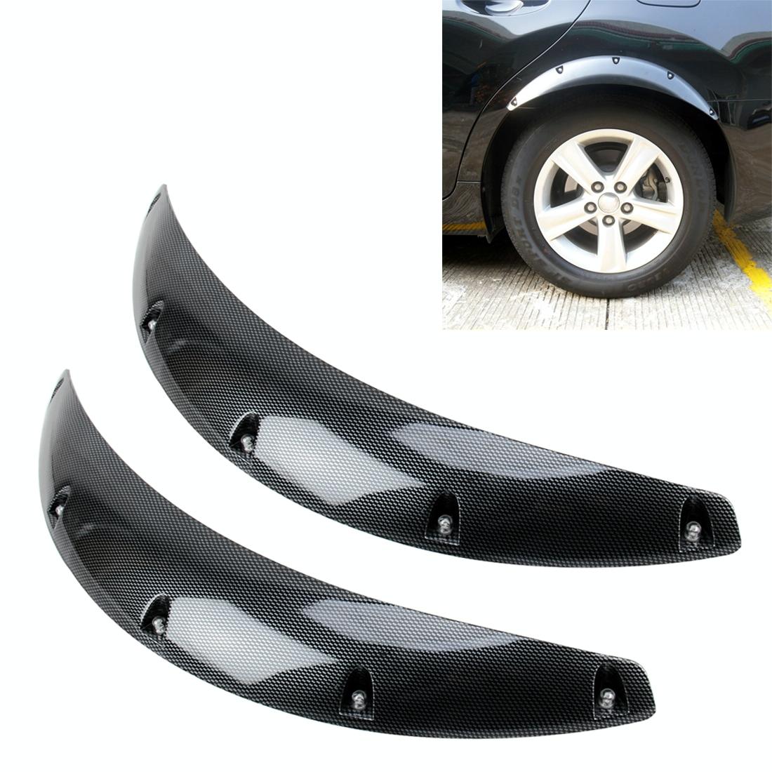 2 Pcs 58Cm Car Stickers Rubber Round Arc Strips Fender Flares Wheel Eyebrow Decal Black Fenders & Mud Guards