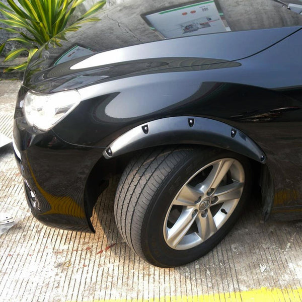 2 Pcs 58Cm Car Stickers Rubber Round Arc Strips Fender Flares Wheel Eyebrow Decal Black Fenders & Mud Guards