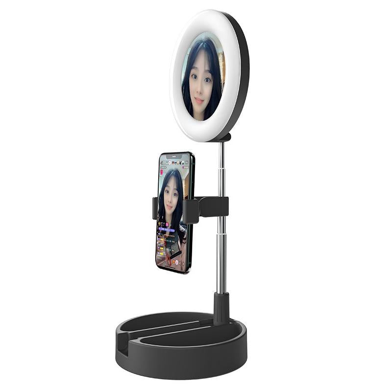 Foldable Desktop Makeup Mirror Holder With Storage Black Makeup Mirrors