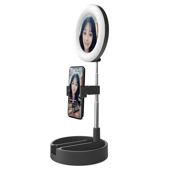 Foldable Desktop Makeup Mirror Holder With Storage Black Makeup Mirrors