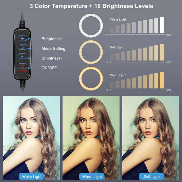 Usb Ring Selfie Light With Dual Colour Temperature And 3 Modes 4.7 Inch Selfie Lights