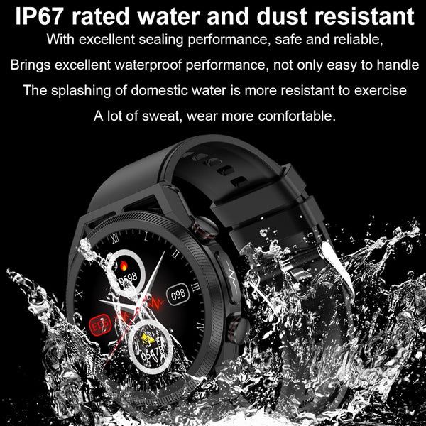 1.39 Inch Ips Screen Ip67 Waterproof Leather Band Smart Watch Support Body Temperature Monitoring / Ecg Black Smart Watches