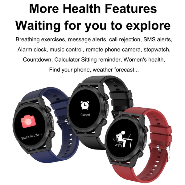 1.39 Inch Ips Screen Ip67 Waterproof Leather Band Smart Watch Support Body Temperature Monitoring / Ecg Black Smart Watches