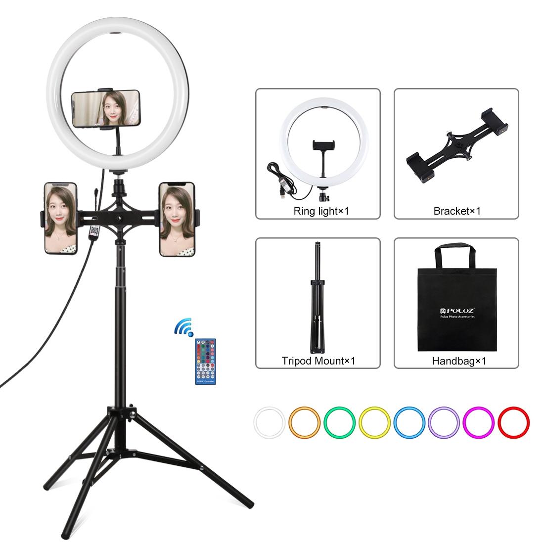 11.8 Rgbw Led Ring Light Kit With Mount Dual Phone Brackets And Remote Control Selfie Lights