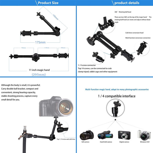 Magic Arm With Phone Clamp And Large Claws For Audio Video Use Bike Camera Holders Mounts