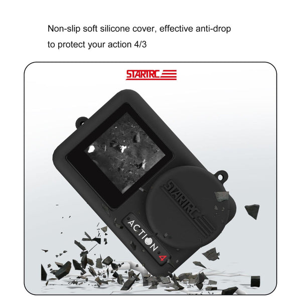 Shockproof Silicone Case With Lens Cap And Strap For Dji Action Camera Audio Video Camera Cases Bags & Covers