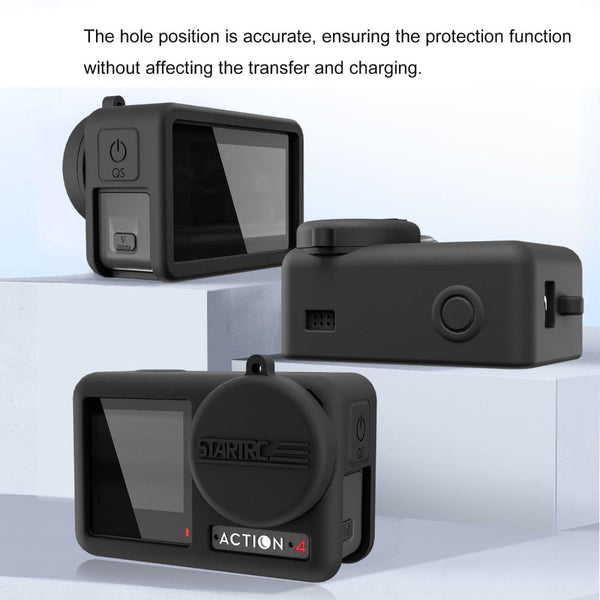 Shockproof Silicone Case With Lens Cap And Strap For Dji Action Camera Audio Video Camera Cases Bags & Covers