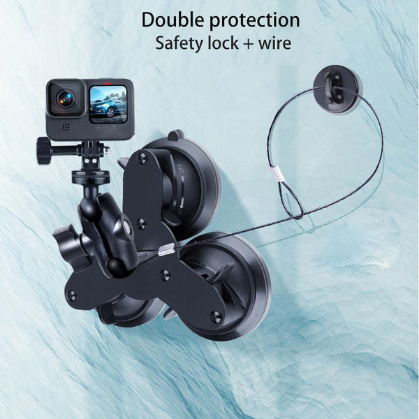 Universal Dual Suction Cup Mount For Action Cameras And Smartphones Audio Video Bike Camera Holders Mounts