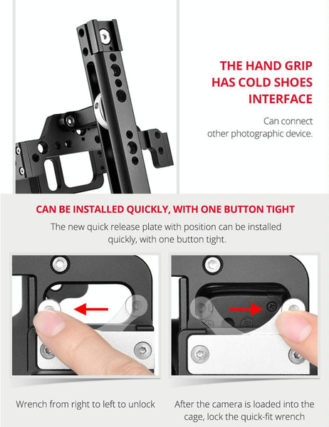 Video Camera Cage Stabilizer With Handle For Nikon Z6 / Z7 Black Stabilizers