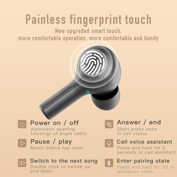 Touch Bluetooth Earphones With Noise Cancellation And Charging Box Black Earbuds