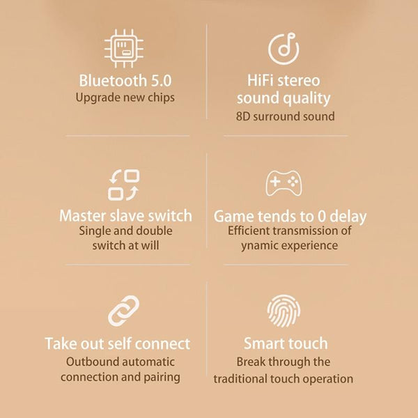 Touch Bluetooth Earphones With Noise Cancellation And Charging Box Black Earbuds