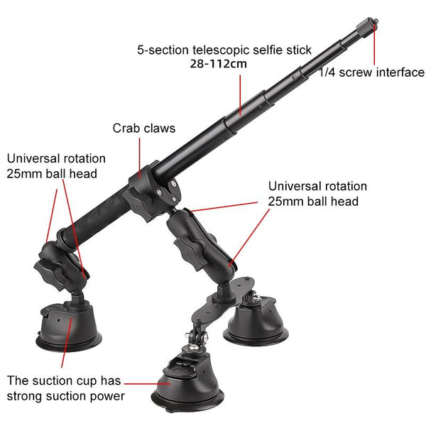 Selfie Stick Kit With Dual Leg And Single Suction Cups For Audio Video Use Selfie Sticks