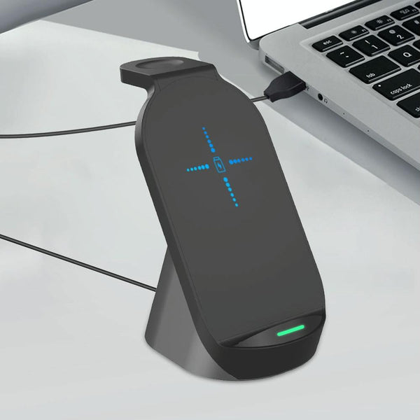3 In 1 Wireless Charger For Iphone Apple Watch Airpods & Android Black Chargers & Cradles
