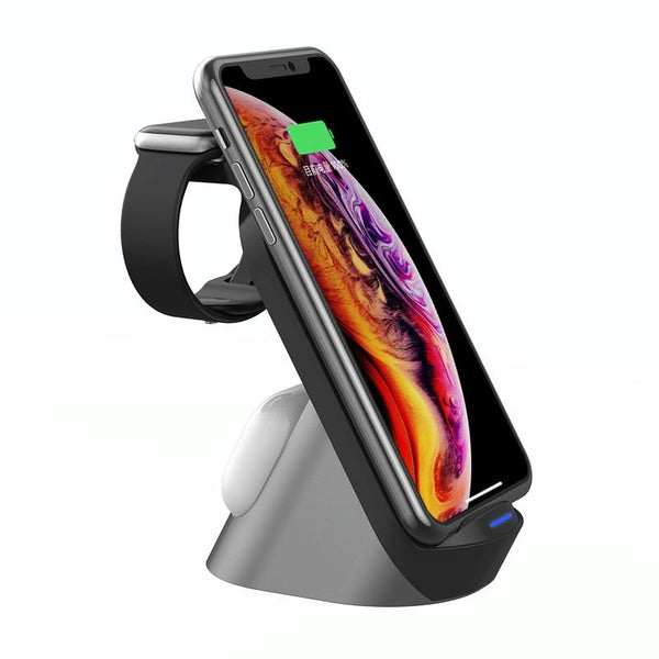 3 In 1 Wireless Charger For Iphone Apple Watch Airpods & Android Black Chargers & Cradles