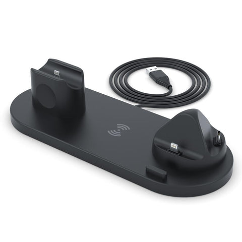 6 In 1 Wireless Charger For Iphone Apple Watch Airpods & Android Black Chargers & Cradles