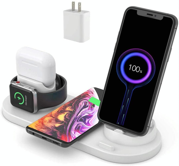 6 In 1 Wireless Charger For Iphone Apple Watch Airpods & Android Black Chargers & Cradles