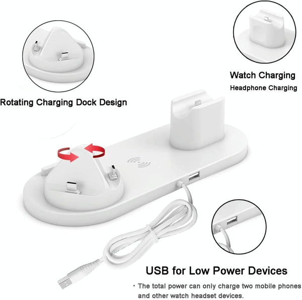6 In 1 Wireless Charger For Iphone Apple Watch Airpods & Android Black Chargers & Cradles