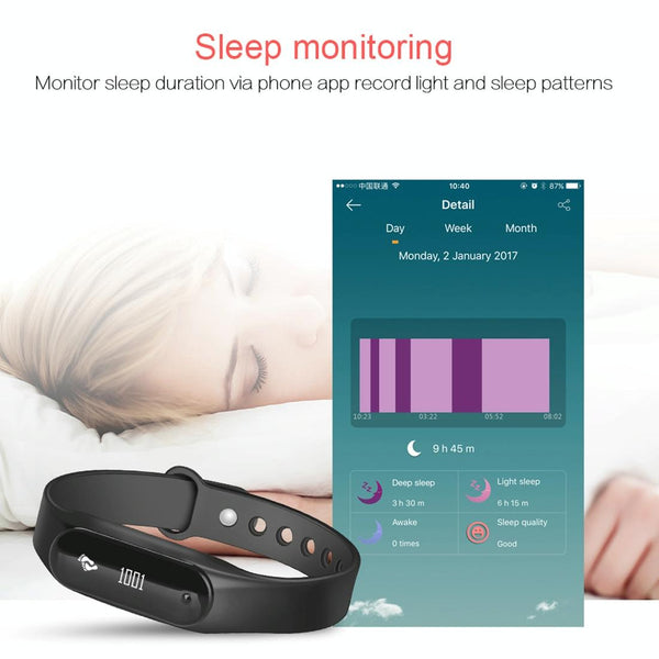 Bluetooth Smart Bracelet With Heart Rate Monitor And Sleep Tracker Black Activity Trackers
