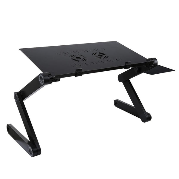 Foldable Laptop Stand With Fans & Mouse Pad Aluminum Black Stands Holders & Car Mounts
