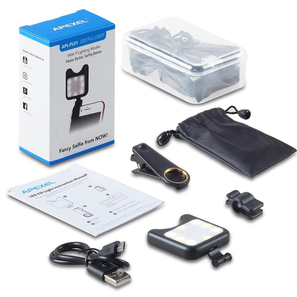 Universal Phone Camera Lens With Selfie Led Light For Smartphones Lenses