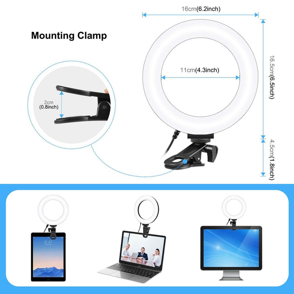 6.2 Dual Colour Ring Light With Usb 3 Modes Monitor Clip Black Other Lighting & Studio